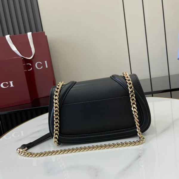 GUCCI Blondie黑色皮革肩揹包-815711：圖片 4