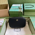 GUCCI GG Marmont黑色皮革斜揹包-772759：圖片 2