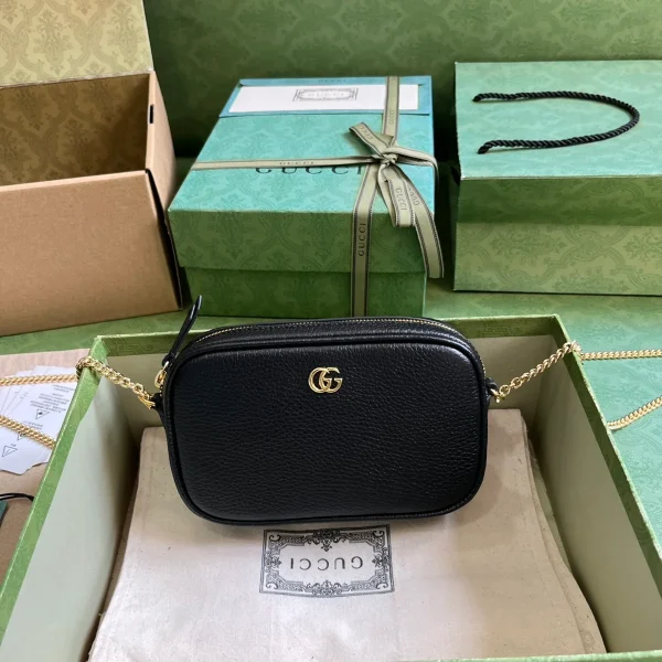 GUCCI GG Marmont黑色皮革斜揹包-772759：圖片 2