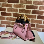 GUCCI Diana黑色皮革手提包-702732：圖片 3