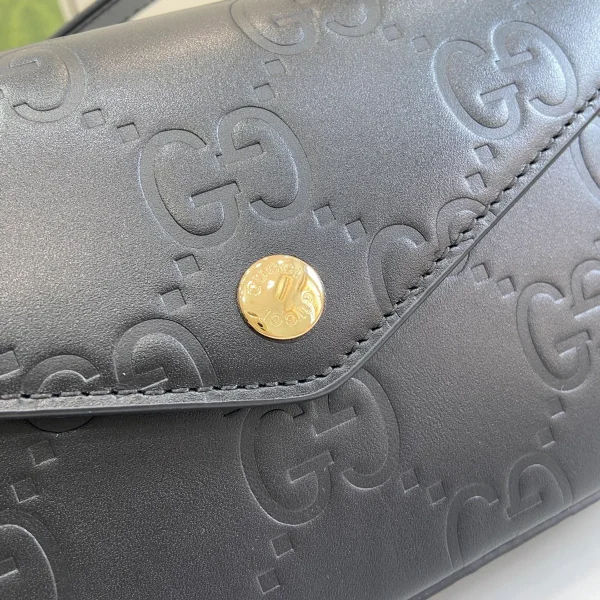 GUCCI GG Signature小號黑色皮革肩揹包-772794：圖片 6