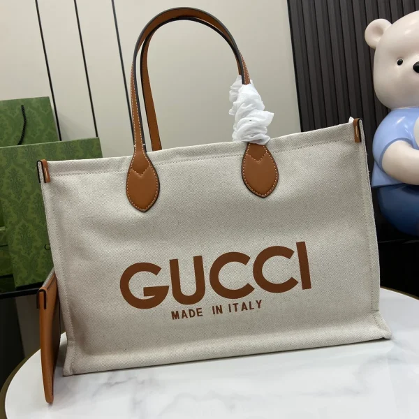 GUCCI Gucci Lido中號米棕帆布手挽包-772176：圖片 2
