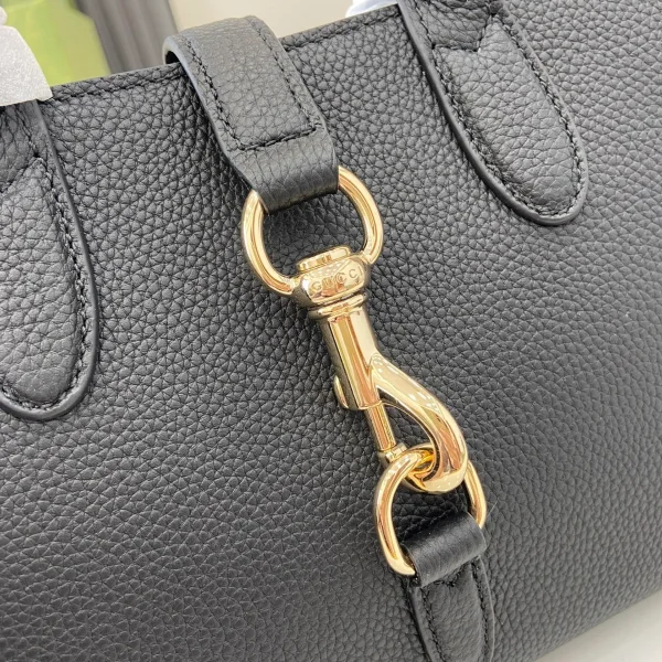 GUCCI Signature Elegance天然粒黑色皮革手提包-795349：圖片 6