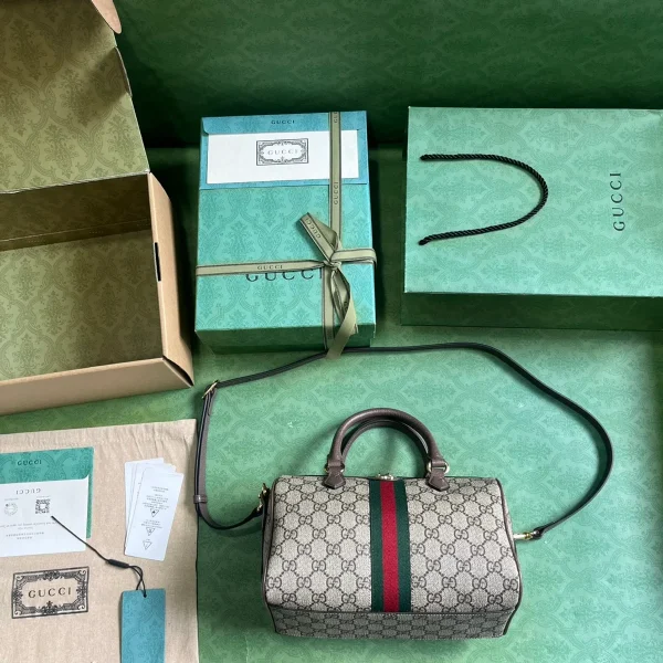 GUCCI GG Supreme小號藍米帆布斜揹包-772061：圖片 10