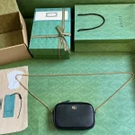 GUCCI GG Marmont黑色皮革斜揹包-772759：圖片 10