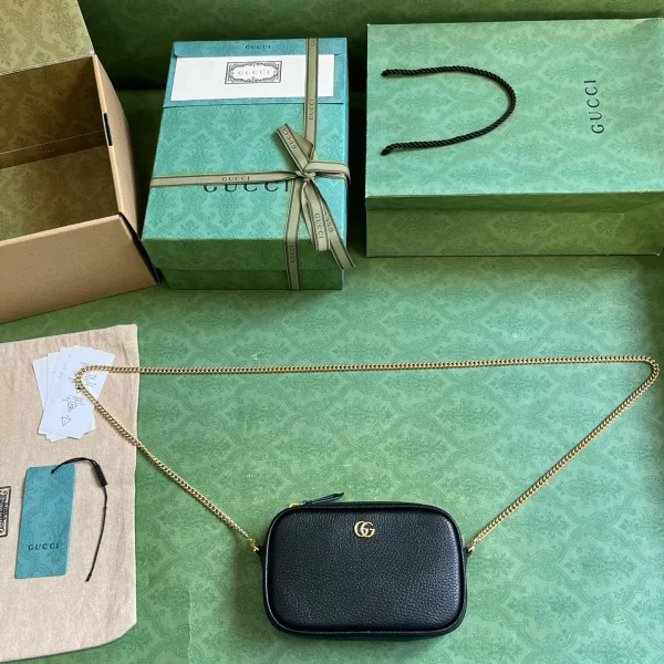 GUCCI GG Marmont黑色皮革斜揹包-772759：圖片 10