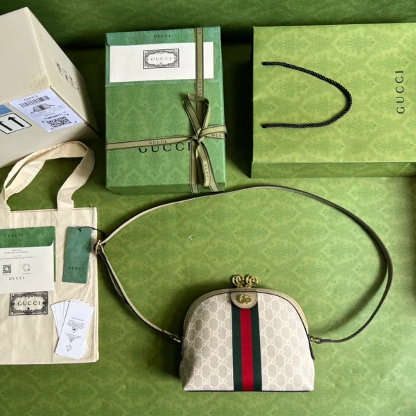 GUCCI GG Supreme小號米棕帆布斜揹包-499621：圖片 10