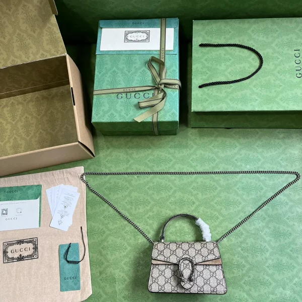 GUCCI Dionysus迷你米棕帆布斜背包-752029：圖片 10
