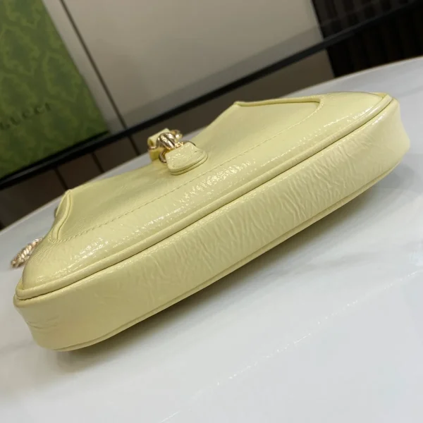 GUCCI Jackie Notte淺黃漆皮肩揹包-782889：圖片 5