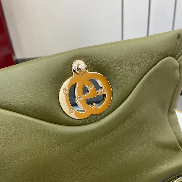GUCCI GG Milano迷你綠色蓬鬆皮革斜揹包-806017：圖片 12