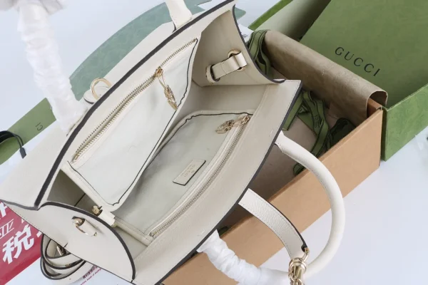 GUCCI Spring Summer春夏象牙粒面手提包-806205：圖片 11