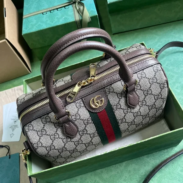 GUCCI GG Supreme小號藍米帆布斜揹包-772061：圖片 7