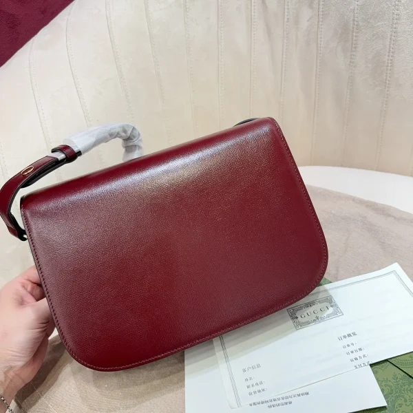 GUCCI 1955馬銜扣棕色皮革翻蓋包-602204：圖片 7
