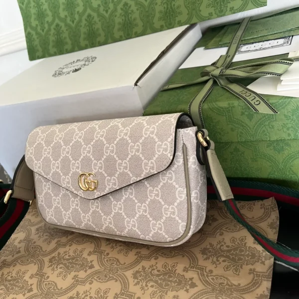 GUCCI Ophidia米棕帆布斜揹包-764961：圖片 8