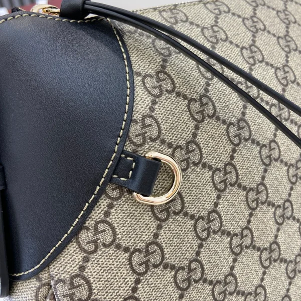 GUCCI GG Emblem大號米棕帆布肩揹包-815217：圖片 8