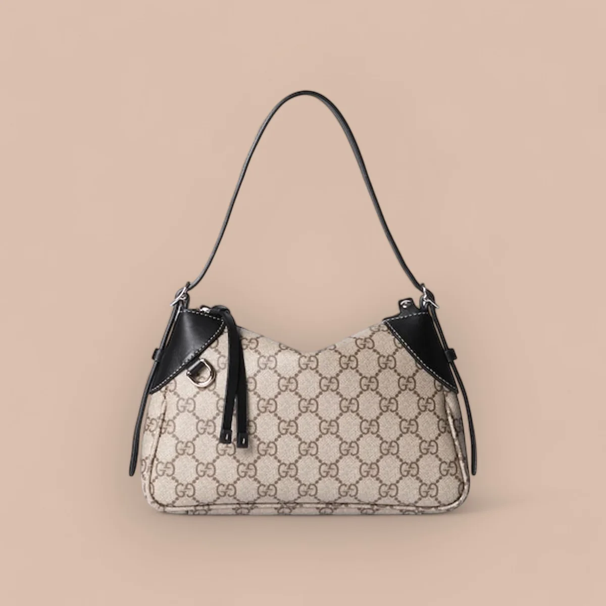GUCCI GG Emblem小號米棕帆布肩揹包-815218 1 GUCCI GG Emblem小號米棕帆布肩揹包-815218