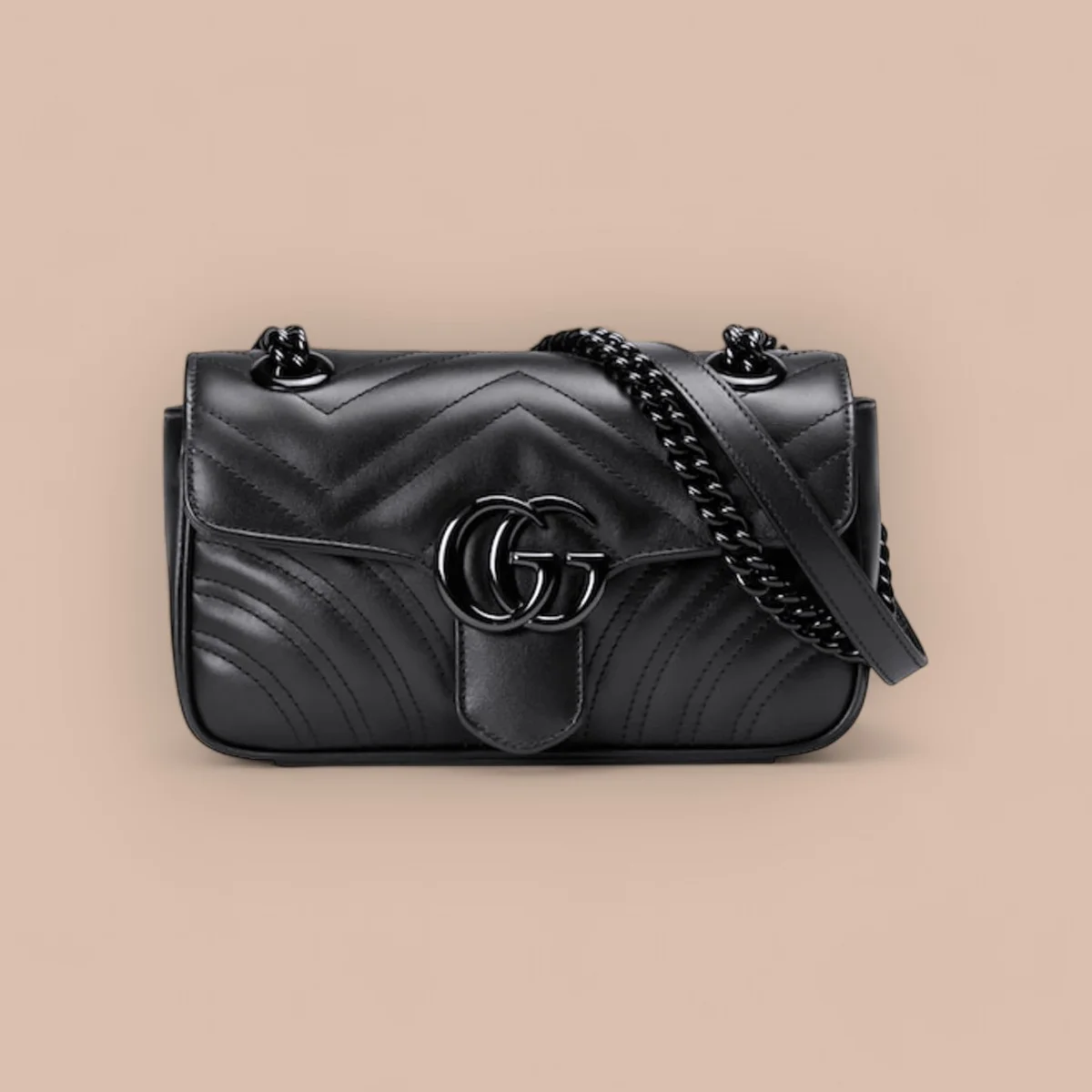 GUCCI GG Marmont迷你灰褐絎縫皮斜揹包-446744 1 GUCCI GG Marmont迷你灰褐絎縫皮斜揹包-446744