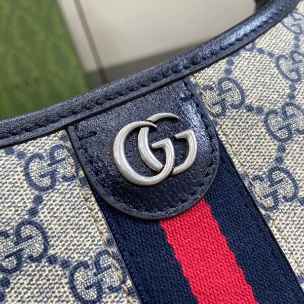 GUCCI Ophidia小號藍米帆布水桶包-781402：圖片 6
