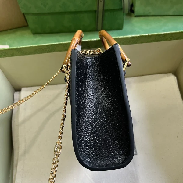 GUCCI Gucci Diana迷你黑色皮革手提包-760251：圖片 5