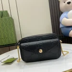 GUCCI GG Signature迷你黑色皮革肩揹包-781554：圖片 2