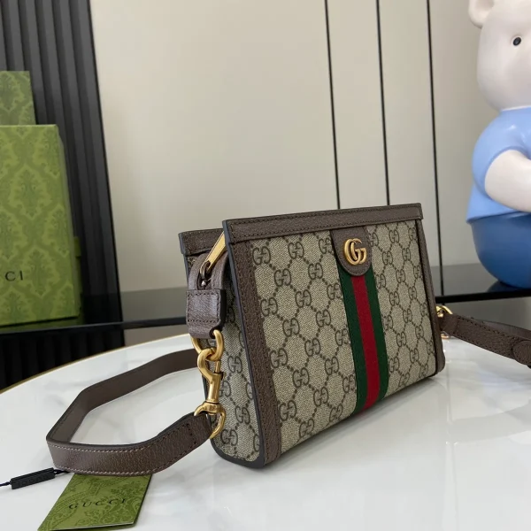 GUCCI Ophidia迷你米棕帆布斜揹包-795467：圖片 3
