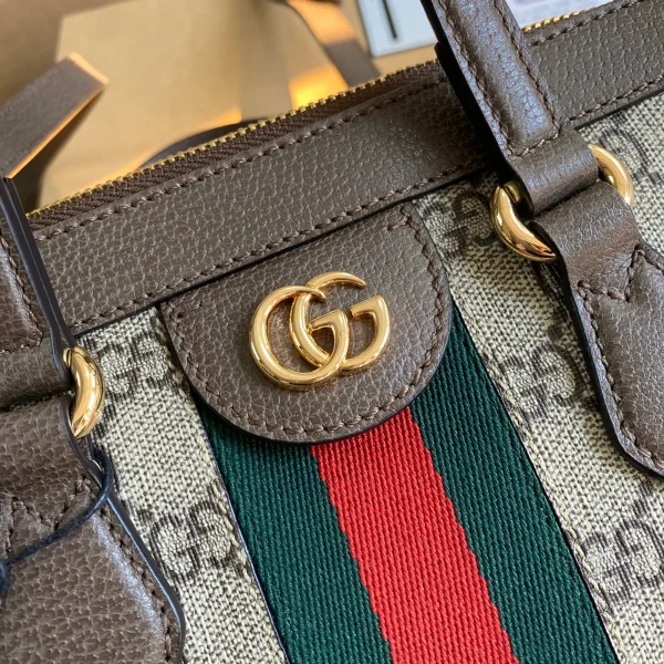 GUCCI Ophidia米棕帆布手挽包-547551：圖片 5