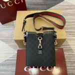 GUCCI Original GG黑色迷你帆布斜揹包-782919：圖片 2