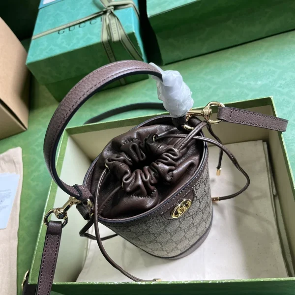 GUCCI Ophidia迷你米白帆布水桶包-760199：圖片 7