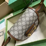 GUCCI Horsebit 1955迷你白色皮革肩揹包-760191：圖片 7