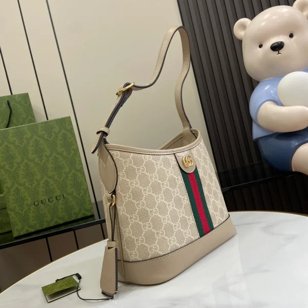 GUCCI Ophidia小號米棕帆布水桶包-781402：圖片 3