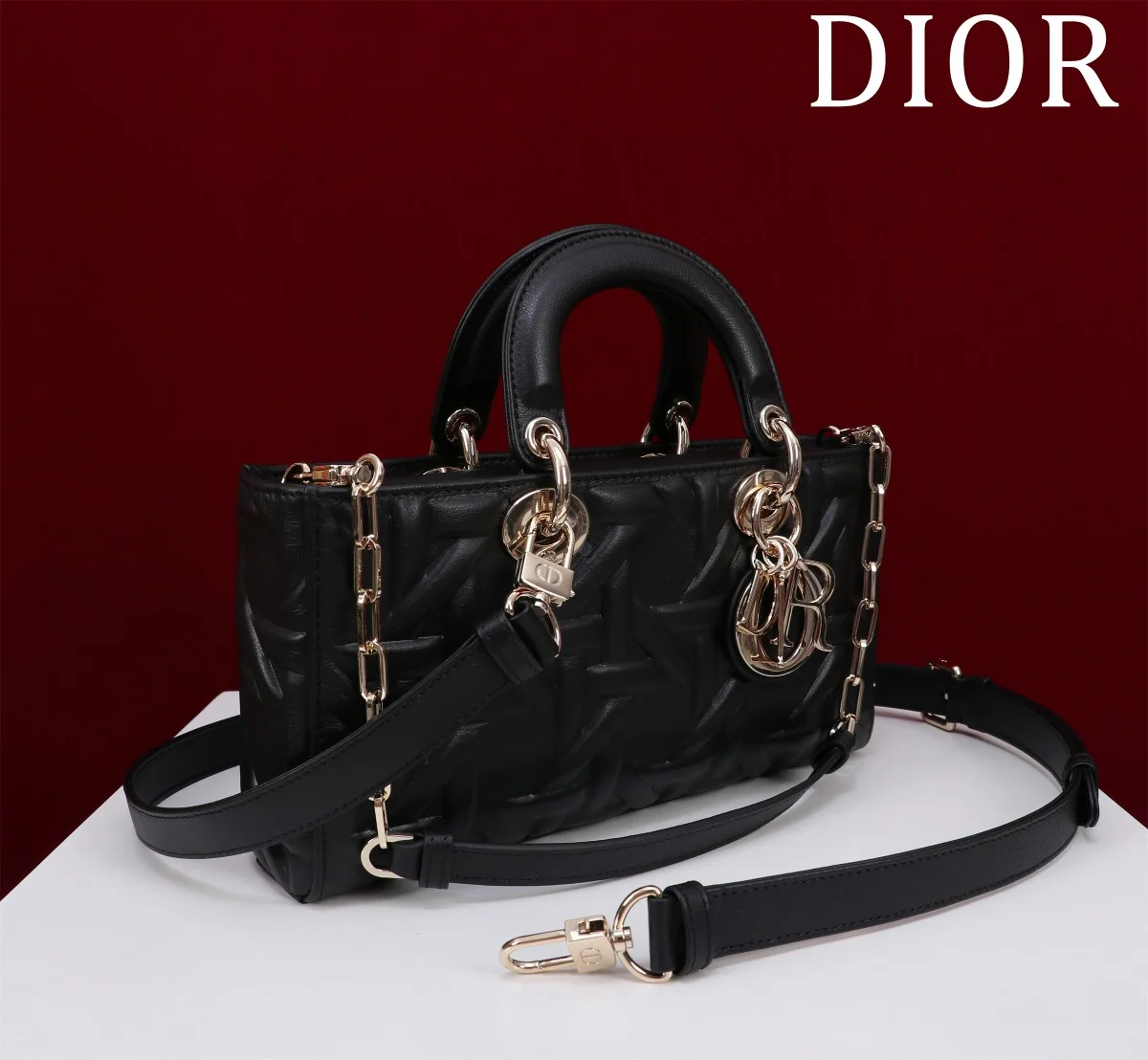 Dior Lady 藍色牛仔布 斜挎包中號MM-M0540 3 Dior Lady 藍色牛仔布 斜挎包中號MM-M0540