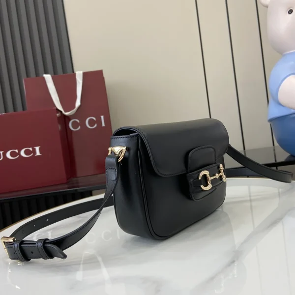 GUCCI Horsebit 1955米棕皮革肩揹包-815205：圖片 3