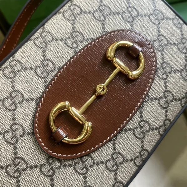 GUCCI Horsebit 1955小號白色皮革肩揹包-760196：圖片 6