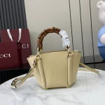 GUCCI Bamboo竹製米白皮革手提包-805832：圖片 2