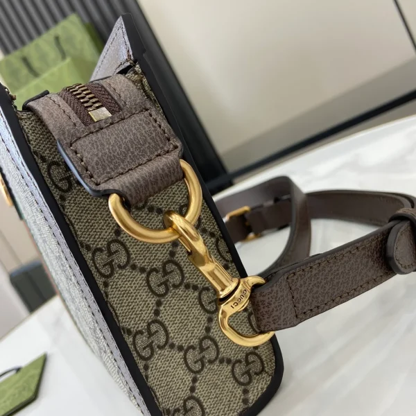 GUCCI Ophidia迷你米棕帆布斜揹包-795467：圖片 9