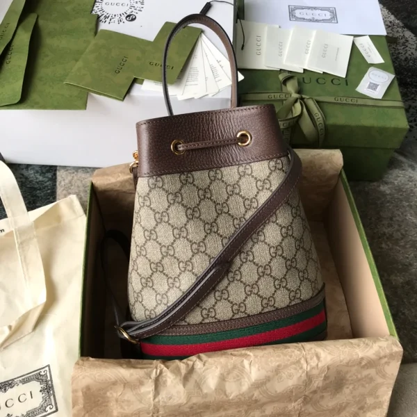 GUCCI Ophidia小號米棕帆布水桶包-550621：圖片 4