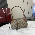 GUCCI GG Emblem超迷你米棕帆布肩揹包-820696：圖片 2