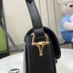 GUCCI Horsebit 1955黑色皮革肩揹包-815205：圖片 7
