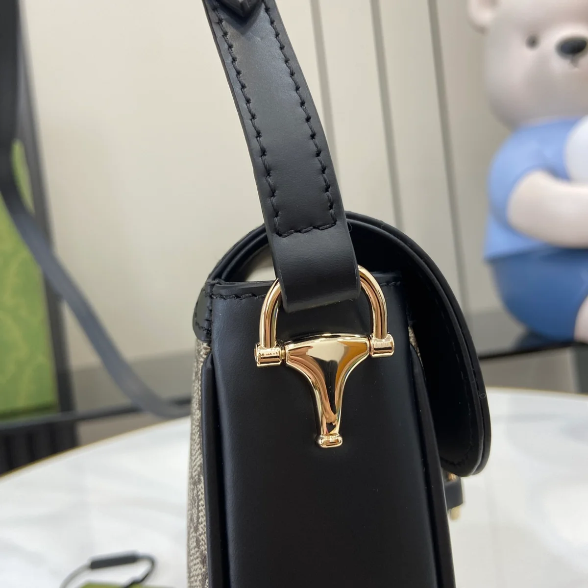 GUCCI Horsebit 1955黑色皮革肩揹包-815205 7 GUCCI Horsebit 1955黑色皮革肩揹包-815205