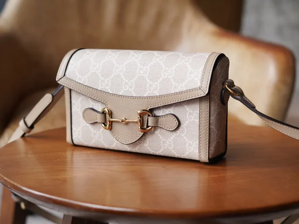 GUCCI 馬銜扣1955馬銜扣米棕迷你帆布斜揹包-699296：圖片 3