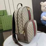 GUCCI Ophidia中號米棕帆布雙肩包-779901：圖片 3
