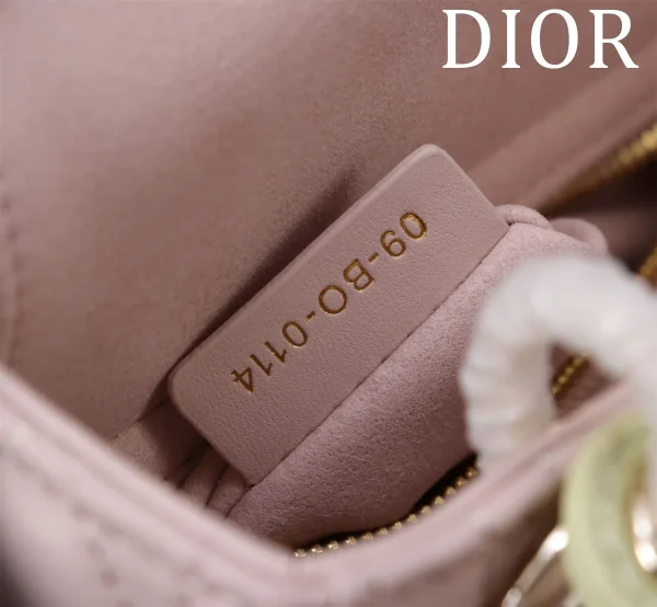 Dior Lady 迷你粉色羊皮斜挎包迷你-M0505：圖片 10