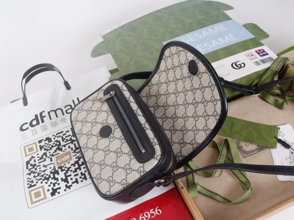 GUCCI Ophidia迷你米棕帆布斜揹包-772239：圖片 8