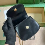 GUCCI Gucci Bamboo 1947黑色皮革手提包-760246：圖片 8