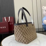 GUCCI Totissima小號米棕帆布托特包-788211：圖片 3