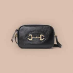 GUCCI Horsebit 1955小號米棕帆布肩揹包-760196