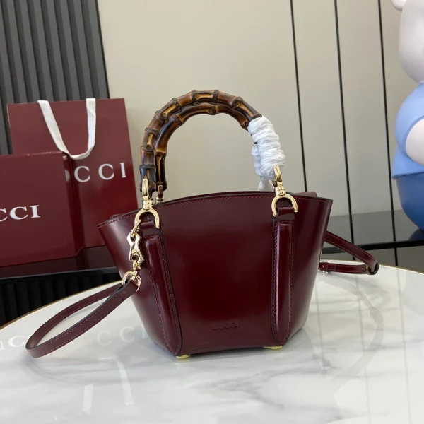 GUCCI Bamboo竹製開心果綠皮革手提包-805832：圖片 2