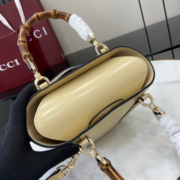 GUCCI Bamboo竹製米白皮革手提包-805832：圖片 9