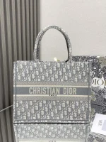 Dior Book Tote 米白色和灰色Dior Oblique 刺繡托特包：圖片 2