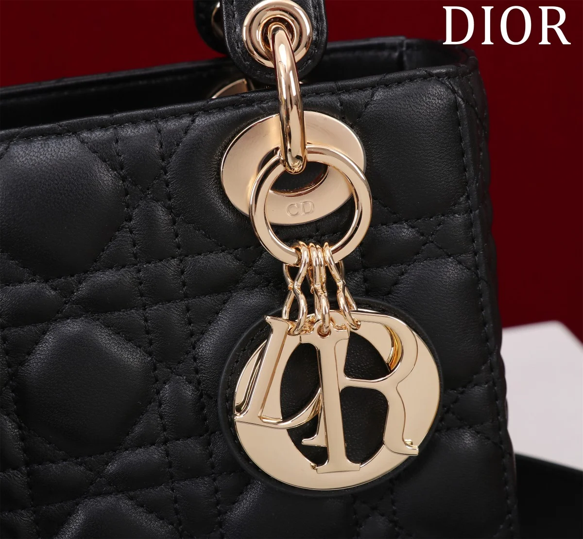 Dior Lady 黑色羊皮斜挎包小號PM-M0538 9 Dior Lady 黑色羊皮斜挎包小號PM-M0538